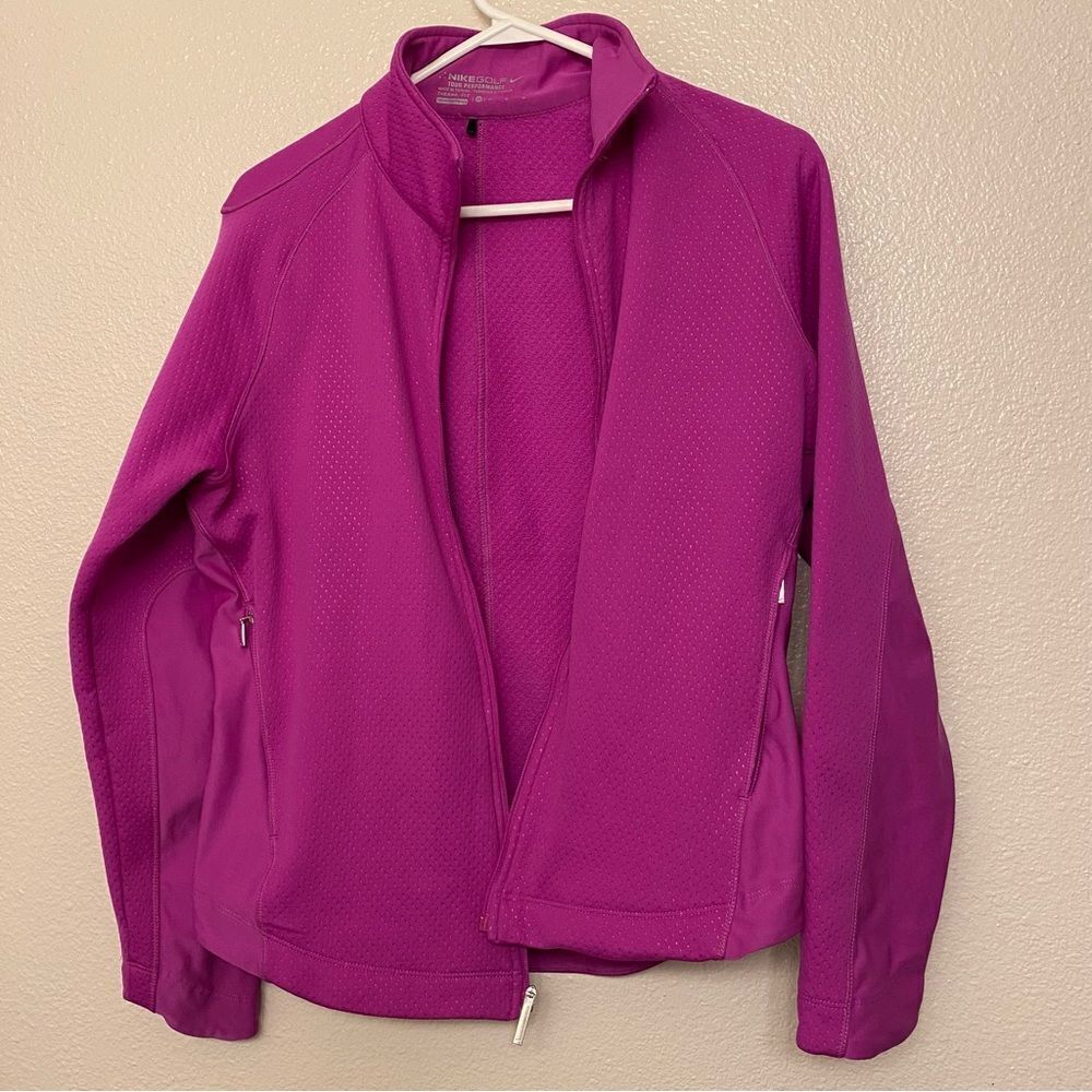 Nike Golf hot neon Pink Polka Dot Tour Performance Therma-Fit Jacket Full Zip M